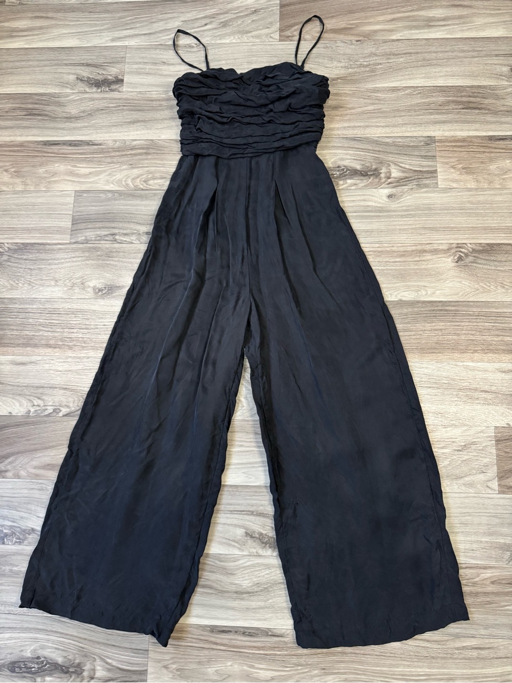 Madewell Ruched Crop Straight-Leg Jumpsuit in True Black Size 2